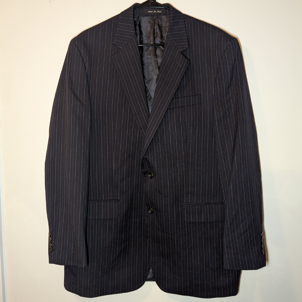 Chaps By Ralph Lauren | Wool Mens Navy Pinstripe Suit Jacket Blazer 42l